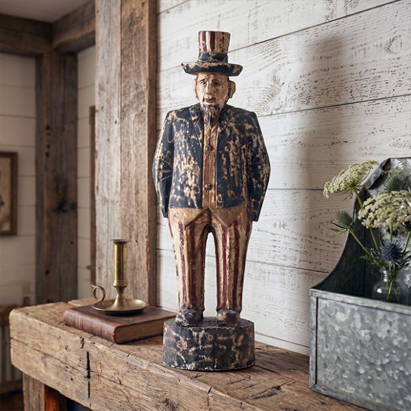 Carved Wood Uncle Sam Replica | Antique Farmhouse