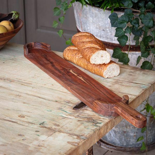 アンティーク イギリス パイン ブレッド＆チーズボード ハンドカーヴィング Handled Wooden Baguette Board | Antique Farmhouse