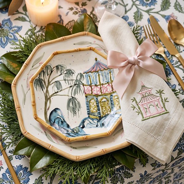 Painted Pagoda Garden Dinner Plate Set of 4 | Antique Farmhouse