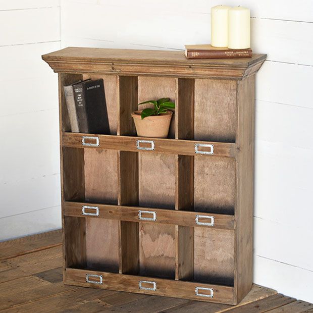 9 Cubby Retro Wood Shelf | Antique Farmhouse