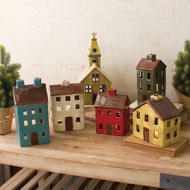 Ceramic Village Set of 6 | Antique Farmhouse
