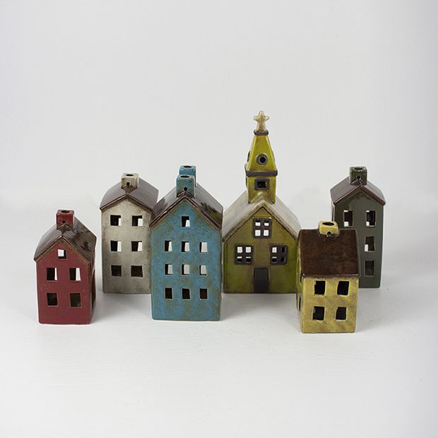 Ceramic Village Set of 6 | Antique Farmhouse