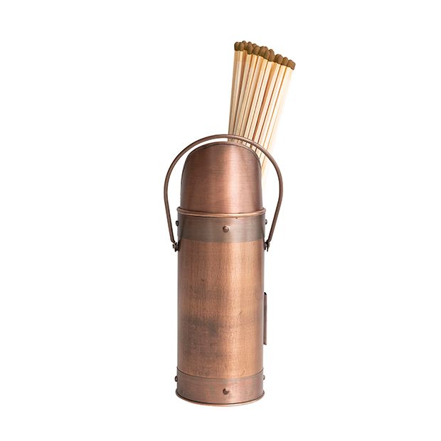 Copper Finished Matchbox Holder With Matches | Antique Farmhouse