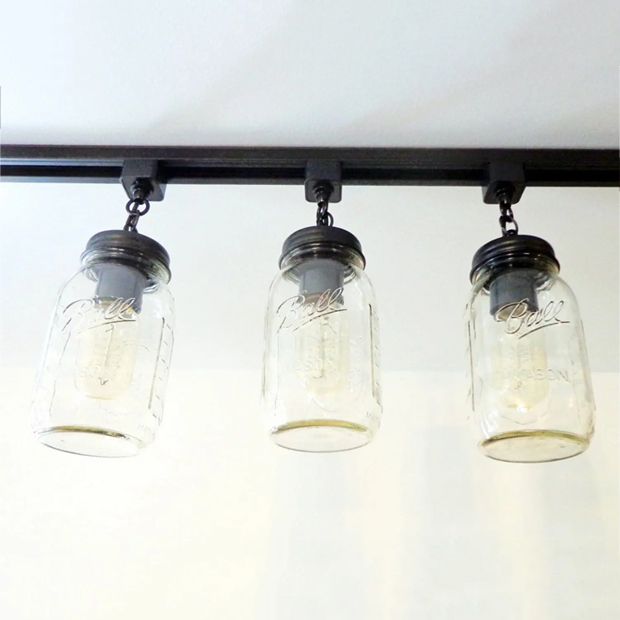 Mason Jar Track Lighting Trio