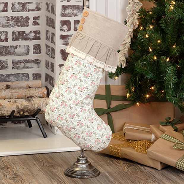 ranch dressing christmas stocking Neutral Ruffle Antique Farmhouse Cattle brand