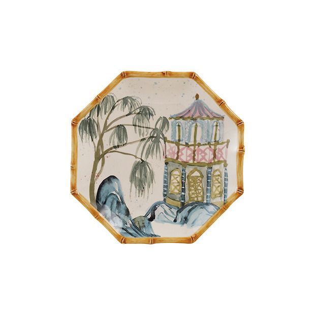 Painted Pagoda Garden Dinner Plate Set of 4 | Antique Farmhouse