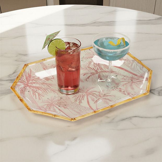 Pink Menagerie Stoneware Platter | Antique Farmhouse