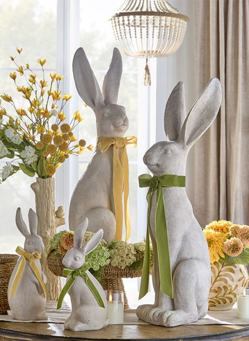 Skinny Rabbit with Ribbon Set of 2 | Antique Farmhouse