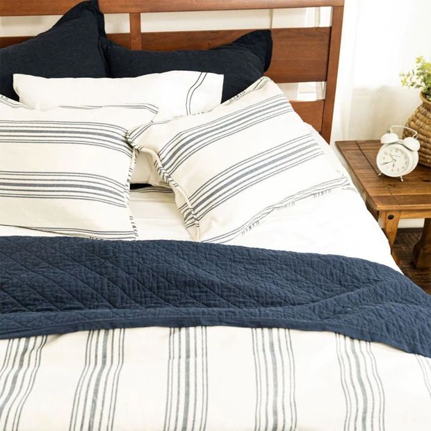 Ticking Stripe Duvet Cover and Sham Set | Antique Farmhouse
