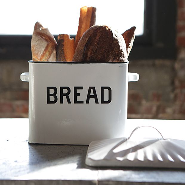 White Enameled Bread Box | Antique Farmhouse