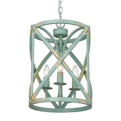 3 Light Antique Teal Iron Pendant