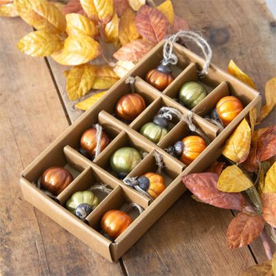 12 Piece Mini Mercury Glass Pumpkin Ornament Set