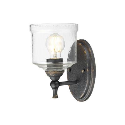 Hammered Water Glass Shade Wall Sconce Antique Black