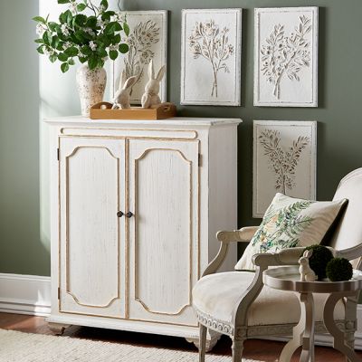 2 Door Distressed White Wood Cabinet