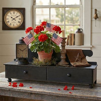 2 Drawer Aged Black Counter Shelf