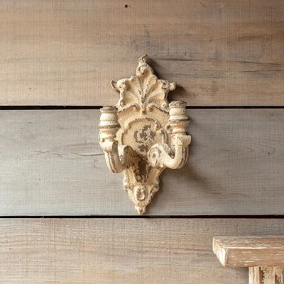 2 Holder Aged Candle Wall Sconce