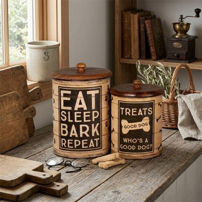2 Piece Homestead Hound Lidded Canister Set