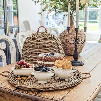 2 Piece Rattan Food Cover With Handles