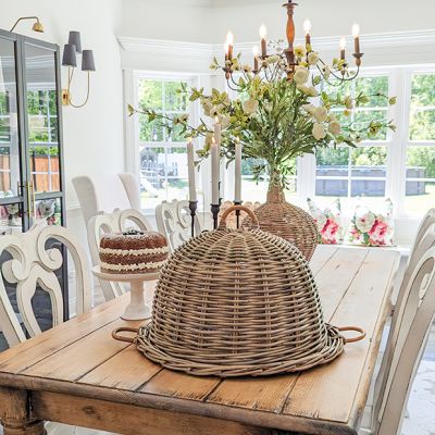 2 Piece Rattan Food Cover With Handles