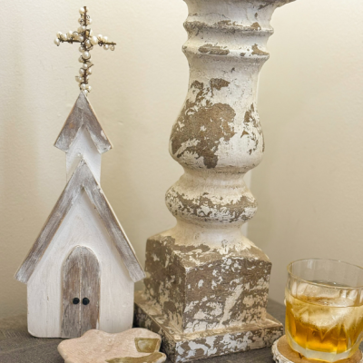 Rustic Wooden Church Tabletop Decor