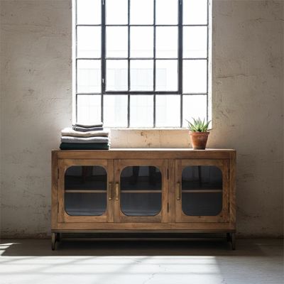 3 Door Rustic Industrial Sideboard Cabinet