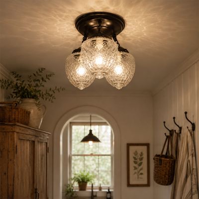 3 Light Acorn Glass Ceiling Light