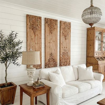 3 Panel Carved Wood Wall Decor