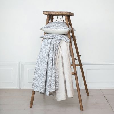 3 Piece Cotton And Linen Block Pattern Bed Cover Set
