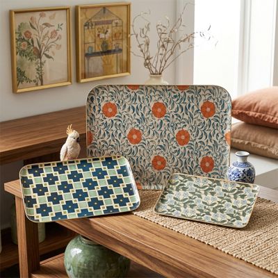 3 Piece Decorative Patterned Iron Tray Set