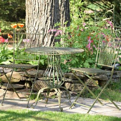 3 Piece Garden Bistro Set Green
