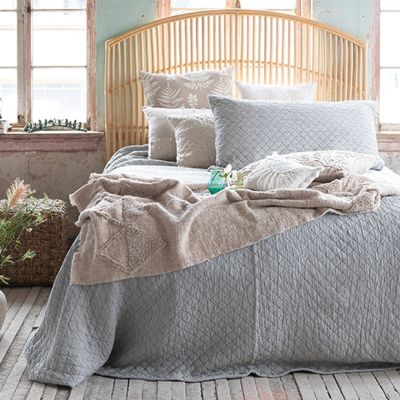 3 Piece Gracious Grey Quilted Bed Cover Set
