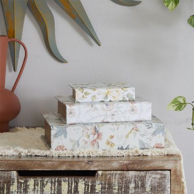 3 Piece Patterned Decorative Book Box Set