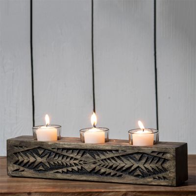 3 Votive Carved Southwestern Candle Holder
