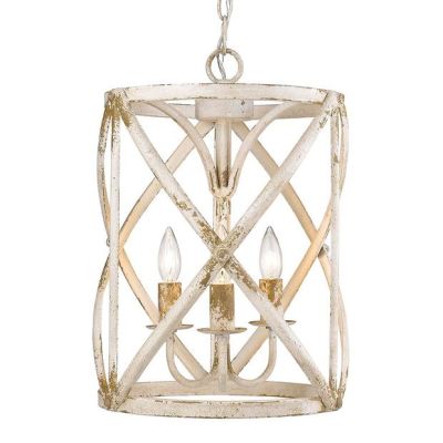 3 Light Antique Ivory Iron Pendant