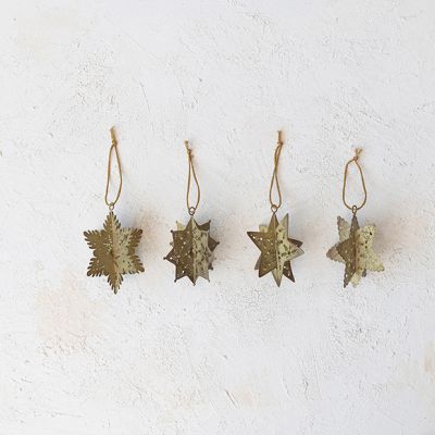 3D Metal Snowflake Ornament Set of 4
