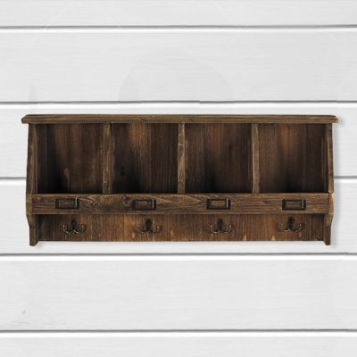 4 Cubby Wall Shelf With Hooks
