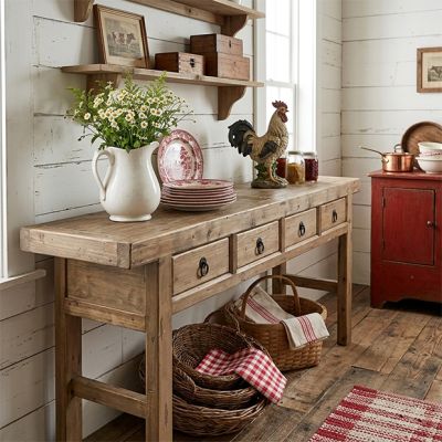 4 Drawer Reclaimed Wood Console Table