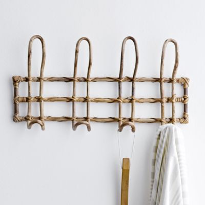 4 Hook Rattan Wall Rack