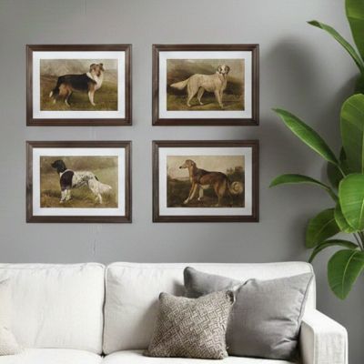 4 Piece Framed Dog Wall Art Collection