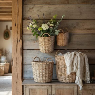 4 Piece Handled Olive Picking Storage Basket Collection