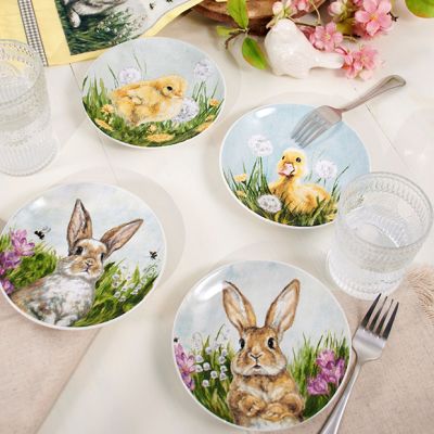 4 Piece Stoneware Easter Plate Set