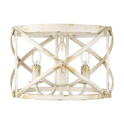 3 Bulb Antique Ivory Iron Flush Mount Ceiling Light