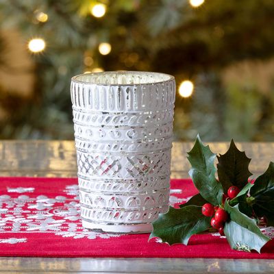 5 inch Embossed Glass Hurricane