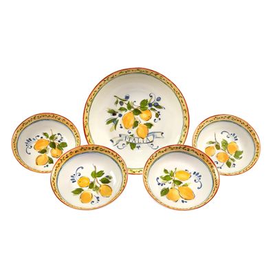 5 Piece Tuscan Lemon Grove Pasta Bowl Set