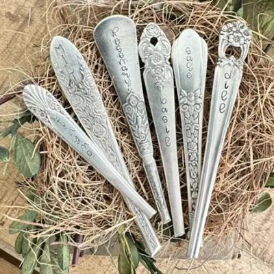 5 Piece Vintage Metal Herb Marker Set
