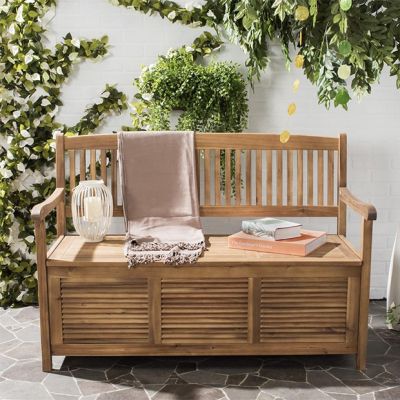 Natural Wood Patio Storage Bench