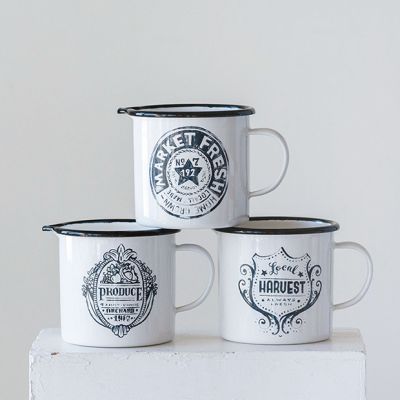 Black Rim Enameled Pitcher Collection Set of 3