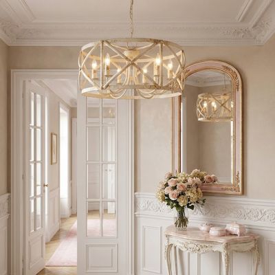 6 Light Antique Ivory Chandelier
