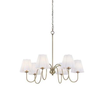 6 Light Chandelier with Scalloped Linen Shades