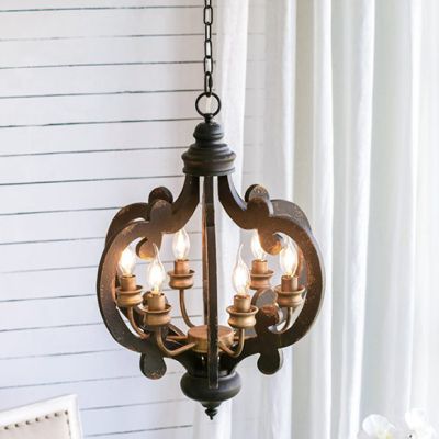 6 Light Distressed Crown Chandelier